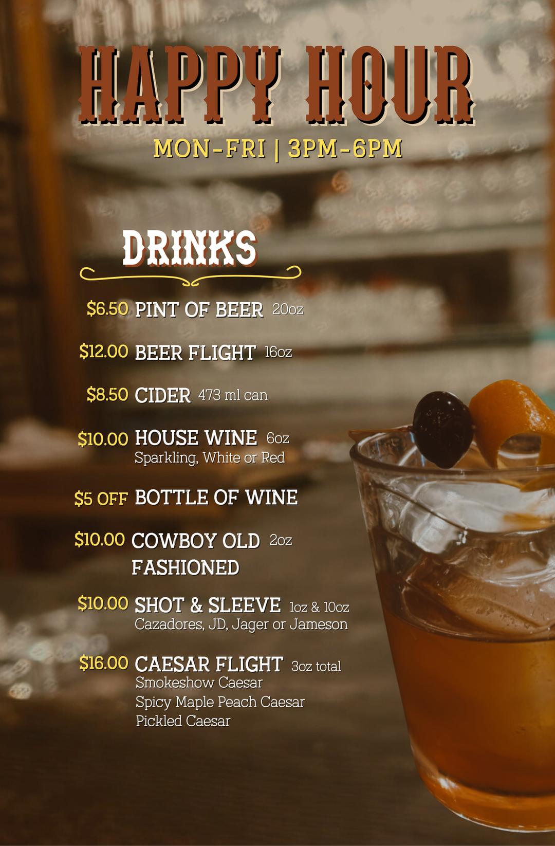 Happy Hour Menu – The Hatching Post
